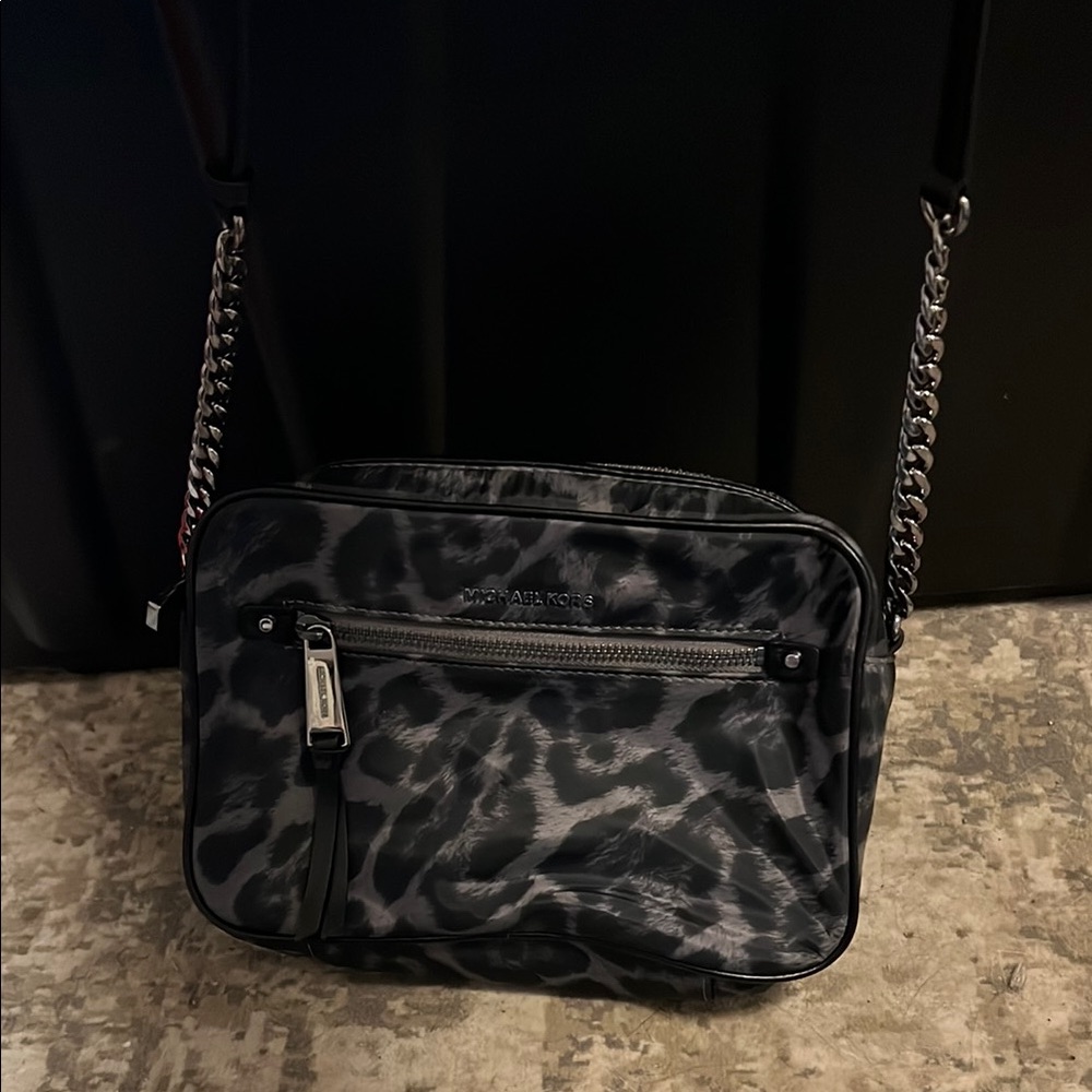 Michael Kors Black Leopard Print Crossbody Bag